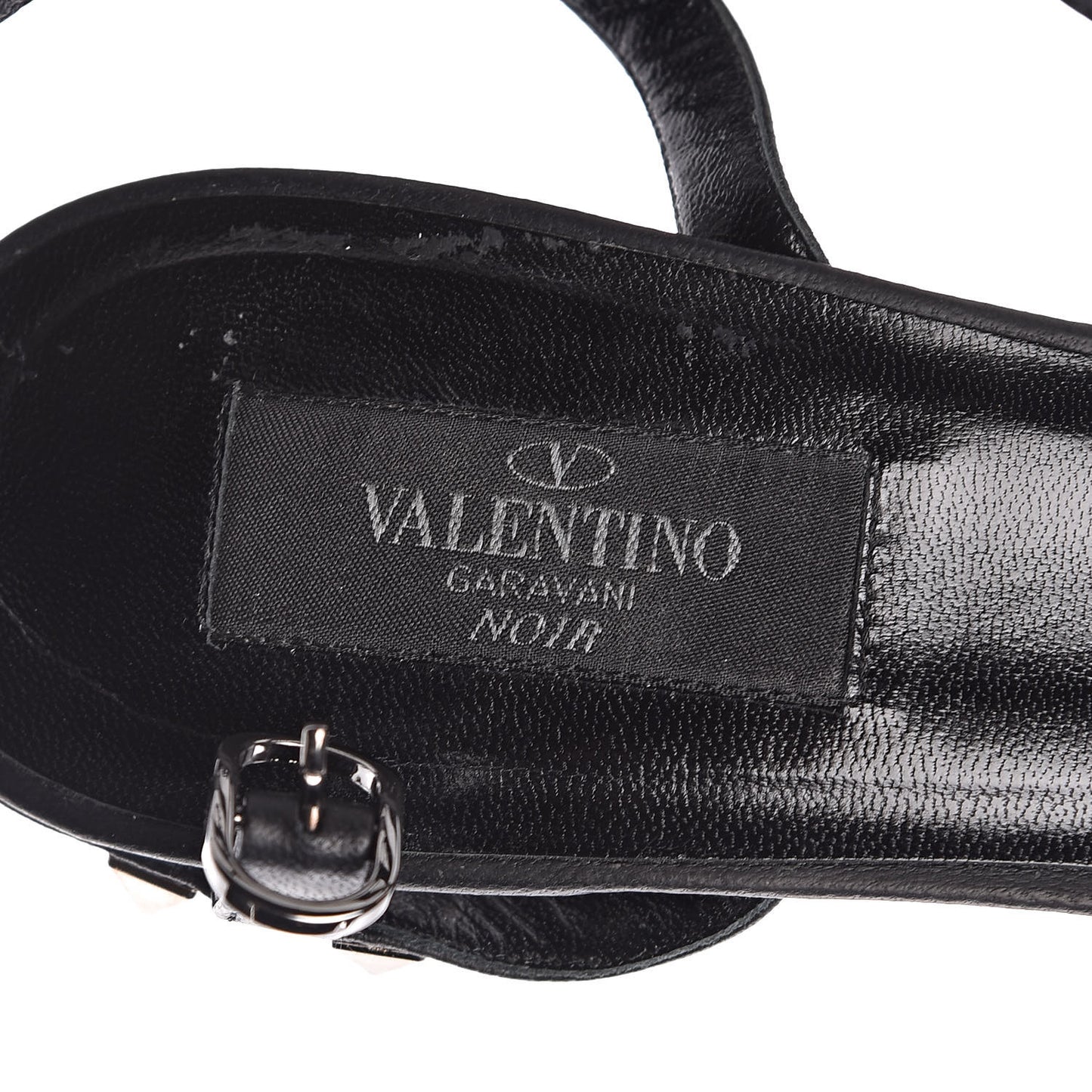 Calfskin Nappa Rockstud Ankle Strap 65mm Pumps 39.5 Black