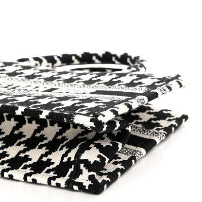 Christian Dior Canvas Houndstooth Embroidered Small Book Tote Black White 10 of 10