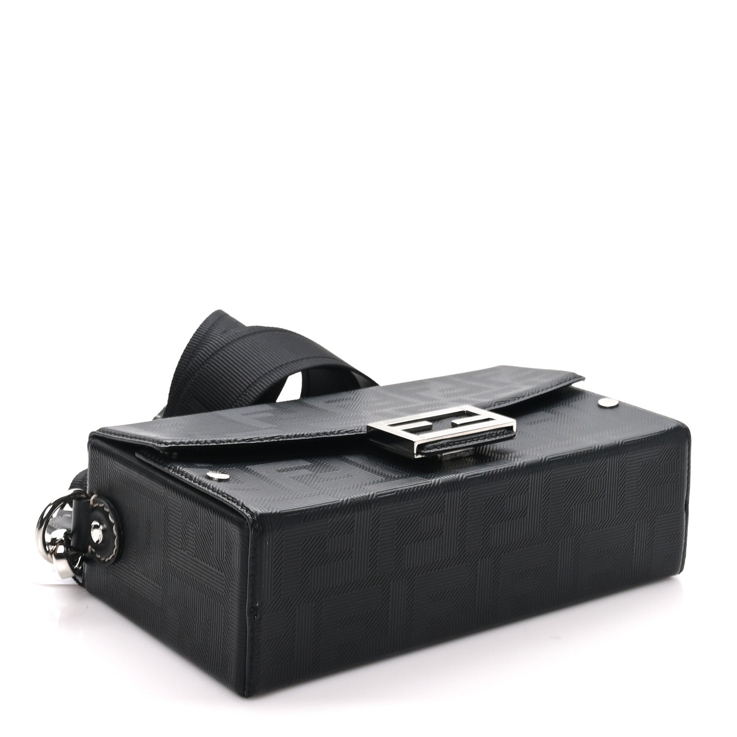 Fendi Vitello King FF Lines Embossed Baguette Soft Trunk Black 4 of 9