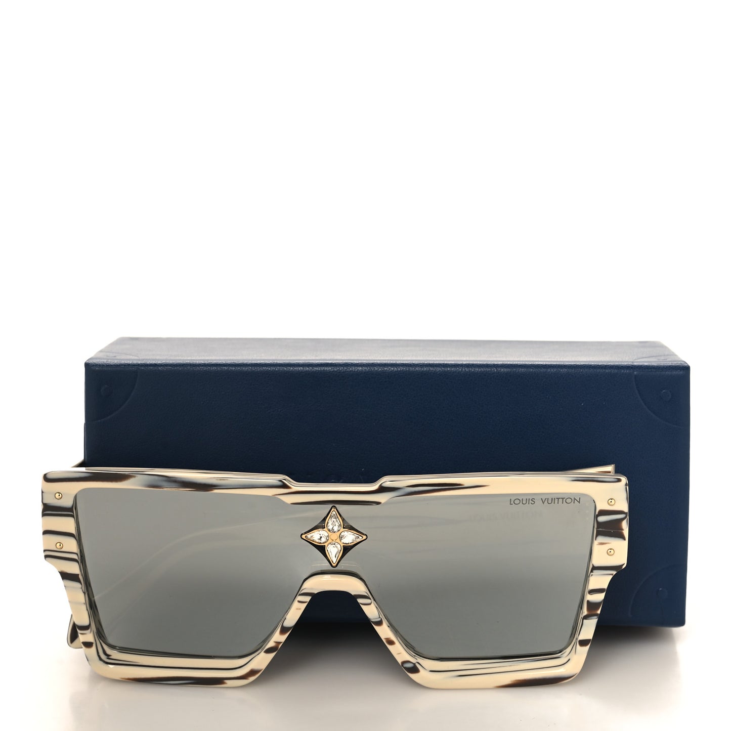 Acetate Swarovski Crystal Zebra Cyclone Sunglasses Z1643E Ivory