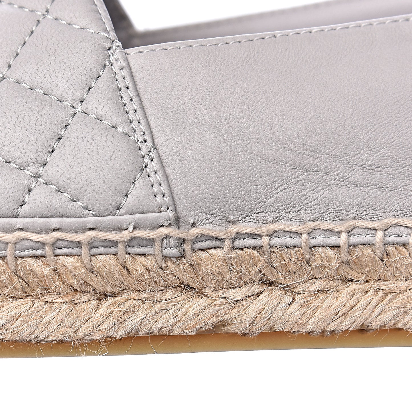 Lambskin Quilted CC Espadrilles 40 Grey