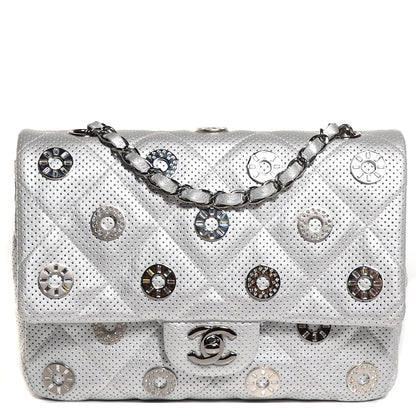 Chanel Perforated Metallic Lambskin Small CC Medals Flap Silver 1 of 9