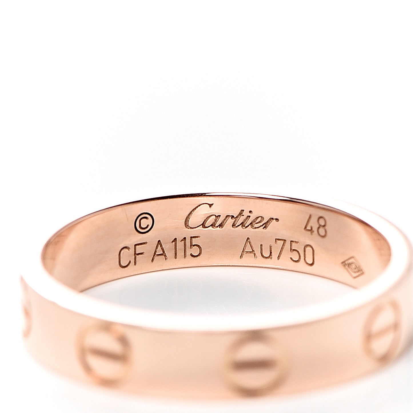 18K Pink Gold 3.5mm LOVE Wedding Band Ring 48 4.5