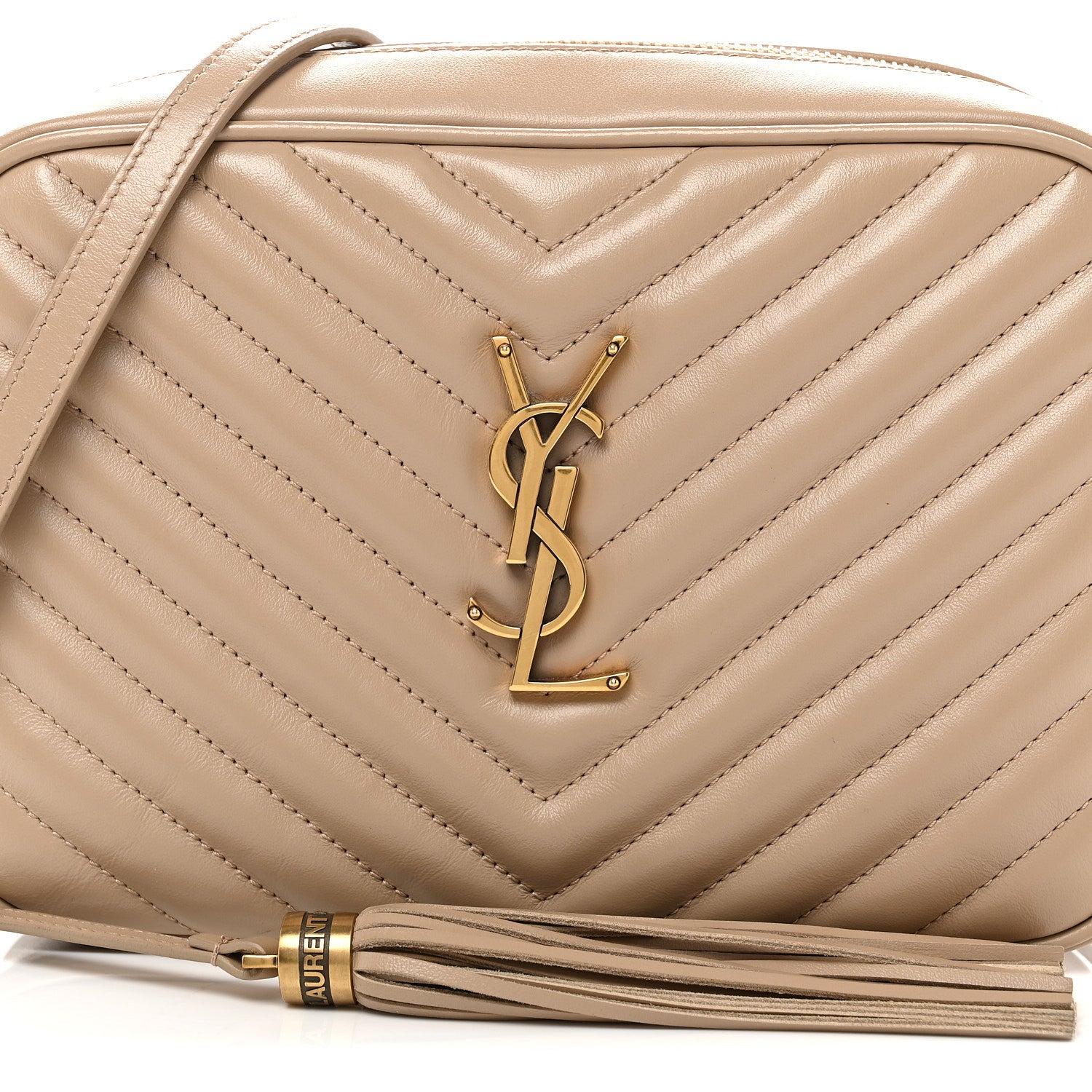 Saint Laurent Calfskin Matelasse Monogram Lou Camera Bag Dark Beige 8 of 11