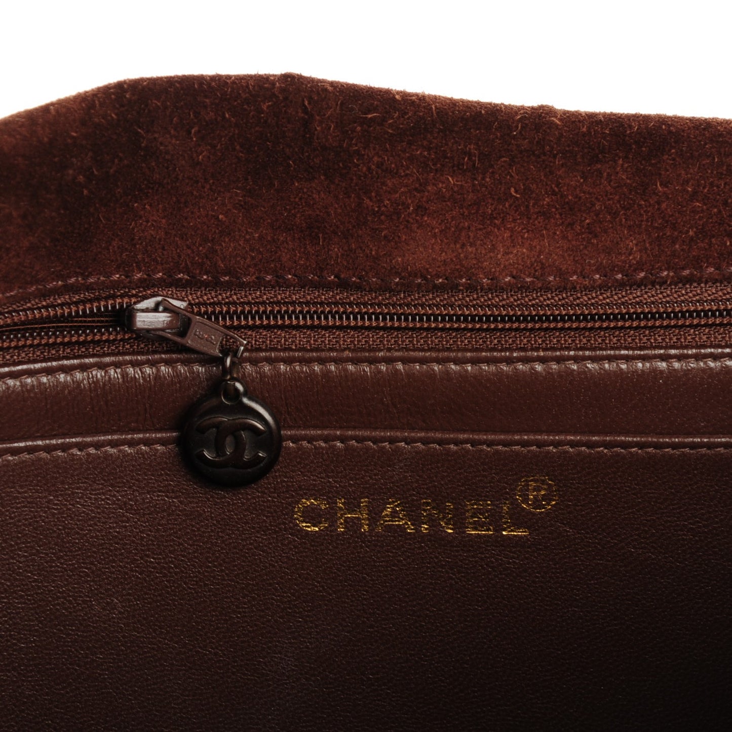 Suede Quilted Flap Bag Brown
