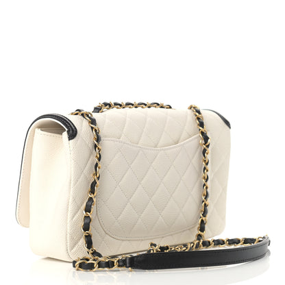 Chanel Caviar Quilted Medium CC Filigree Flap White Black 2 of 12