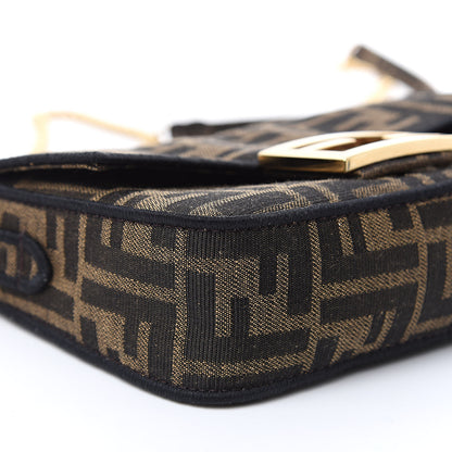 Fendi Fabric Jacquard FF 1974 Mini Baguette Tobacco Moro Black 8 of 9