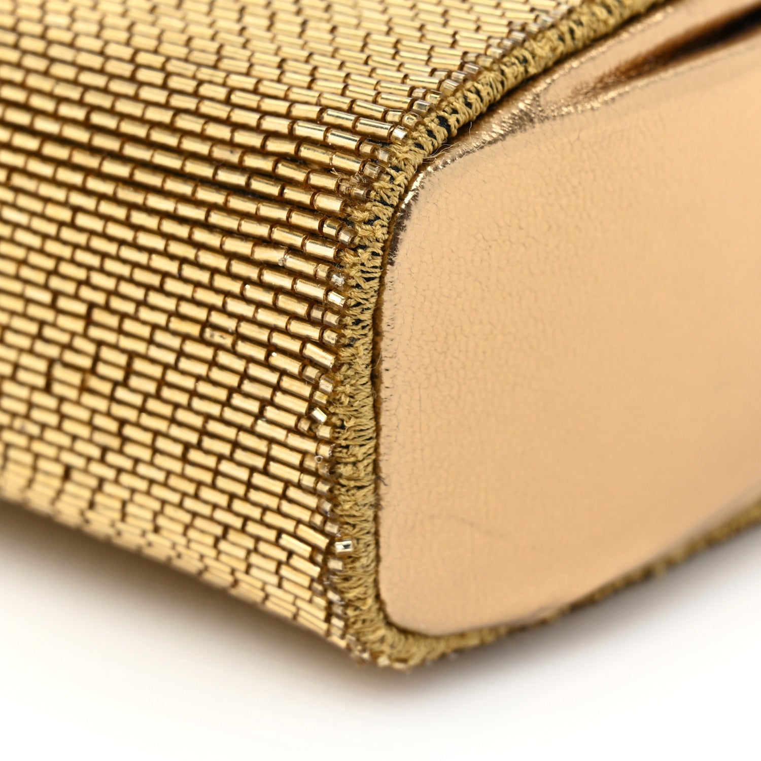 Valentino Garavani Metallic Calfskin Beaded Rockstud Evening Clutch Antique Bronze 12 of 13