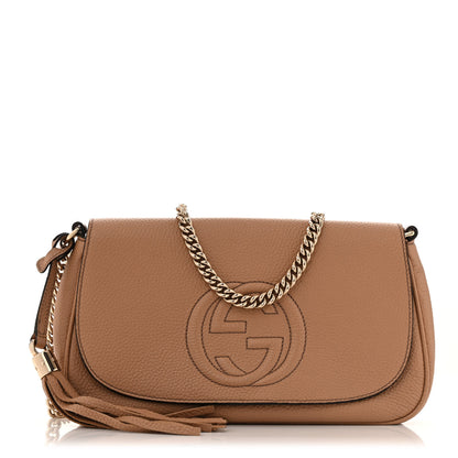 Gucci Pebbled Calfskin Medium Soho Flap Crossbody Camelia 1 of 14