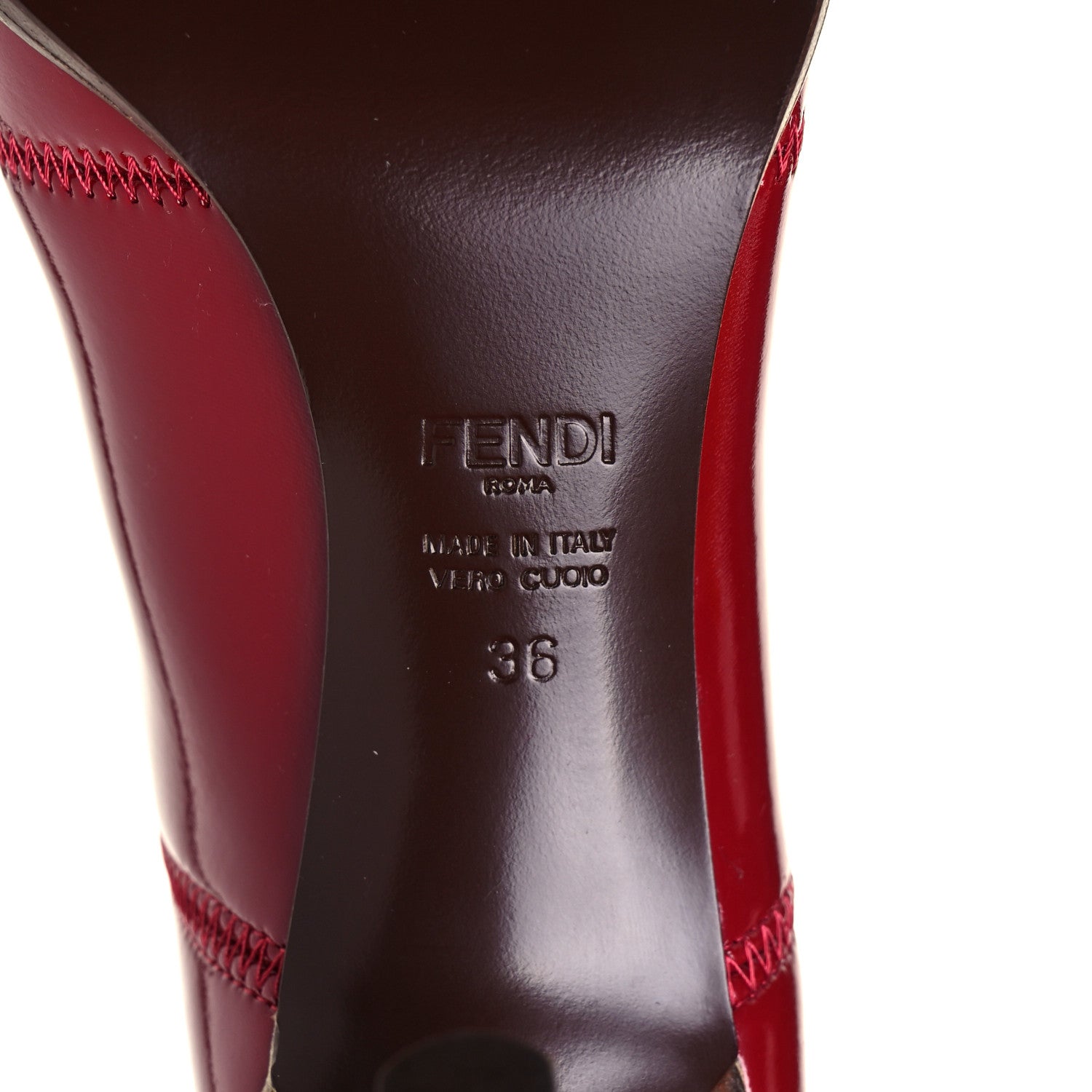 Fendi Glossy Neoprene FFrame Ankle Boots 36 Rosso Ciliegia 7 of 7