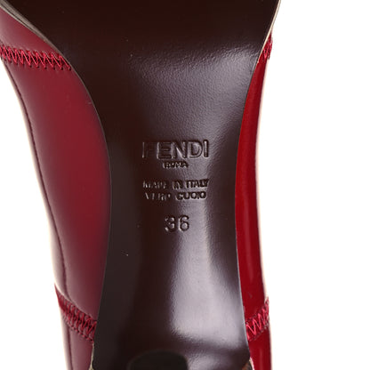 Fendi Glossy Neoprene FFrame Ankle Boots 36 Rosso Ciliegia 7 of 7