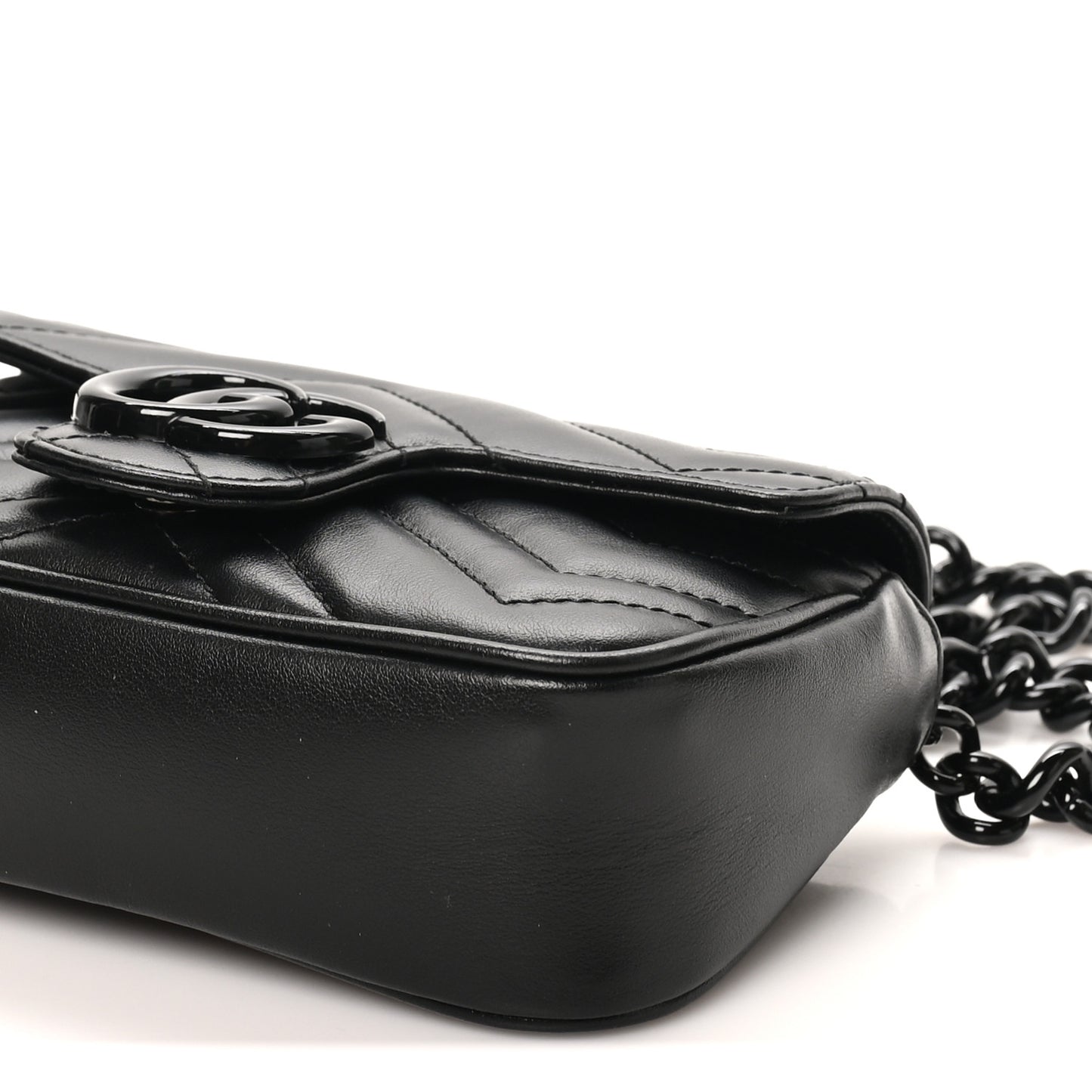 Calfskin Matelasse Monochrome GG Marmont Chain Belt Bag Black