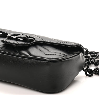 Gucci Calfskin Matelasse Monochrome GG Marmont Chain Belt Bag Black 10 of 11
