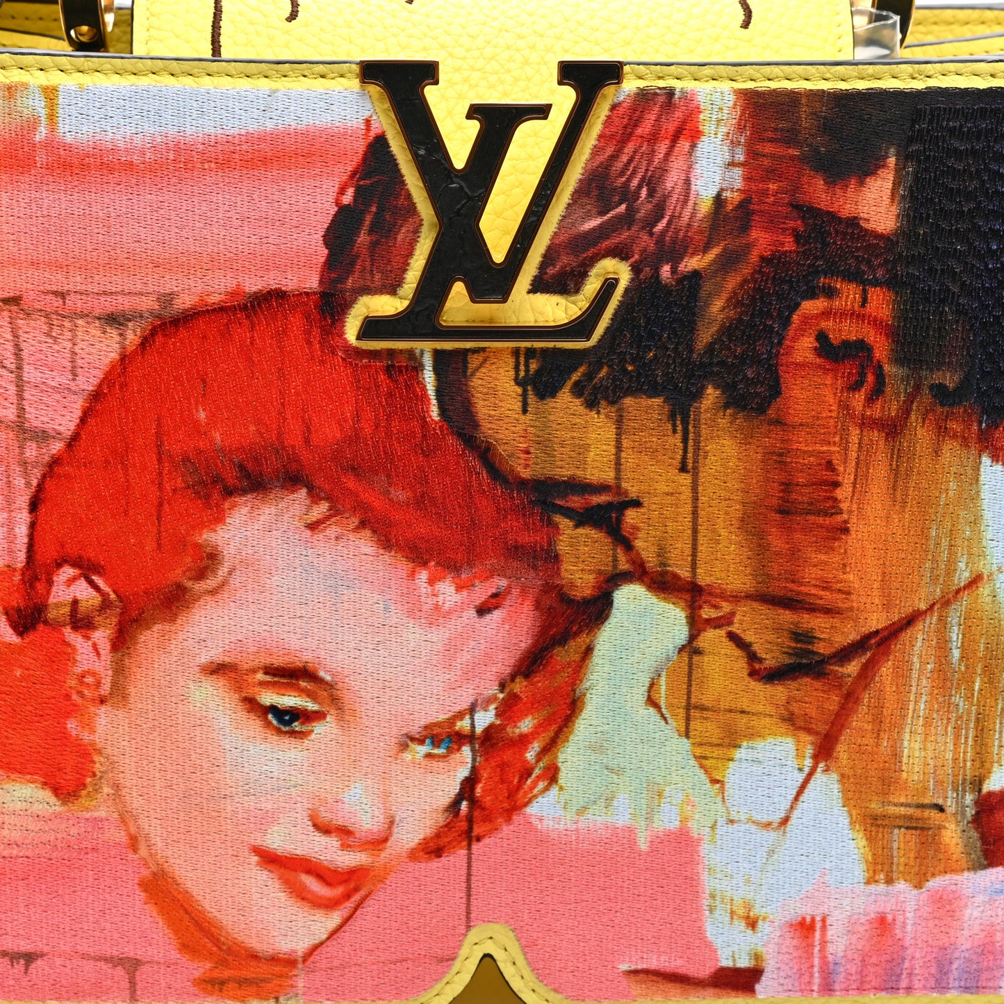 Taurillon Embroidered Tenderness Capucines MM Yellow Multicolor