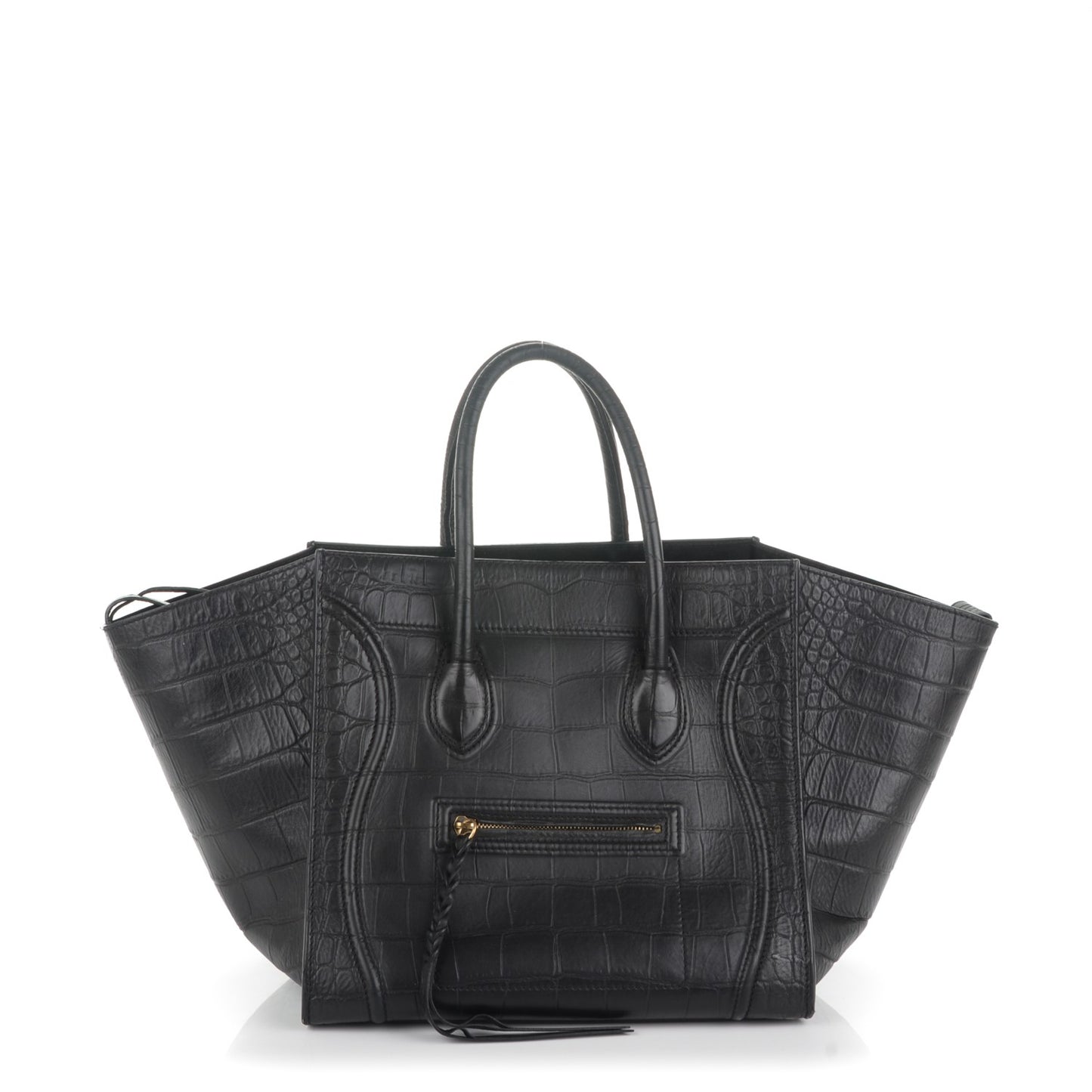 Crocodile Embossed Calfskin Medium Phantom Luggage Black