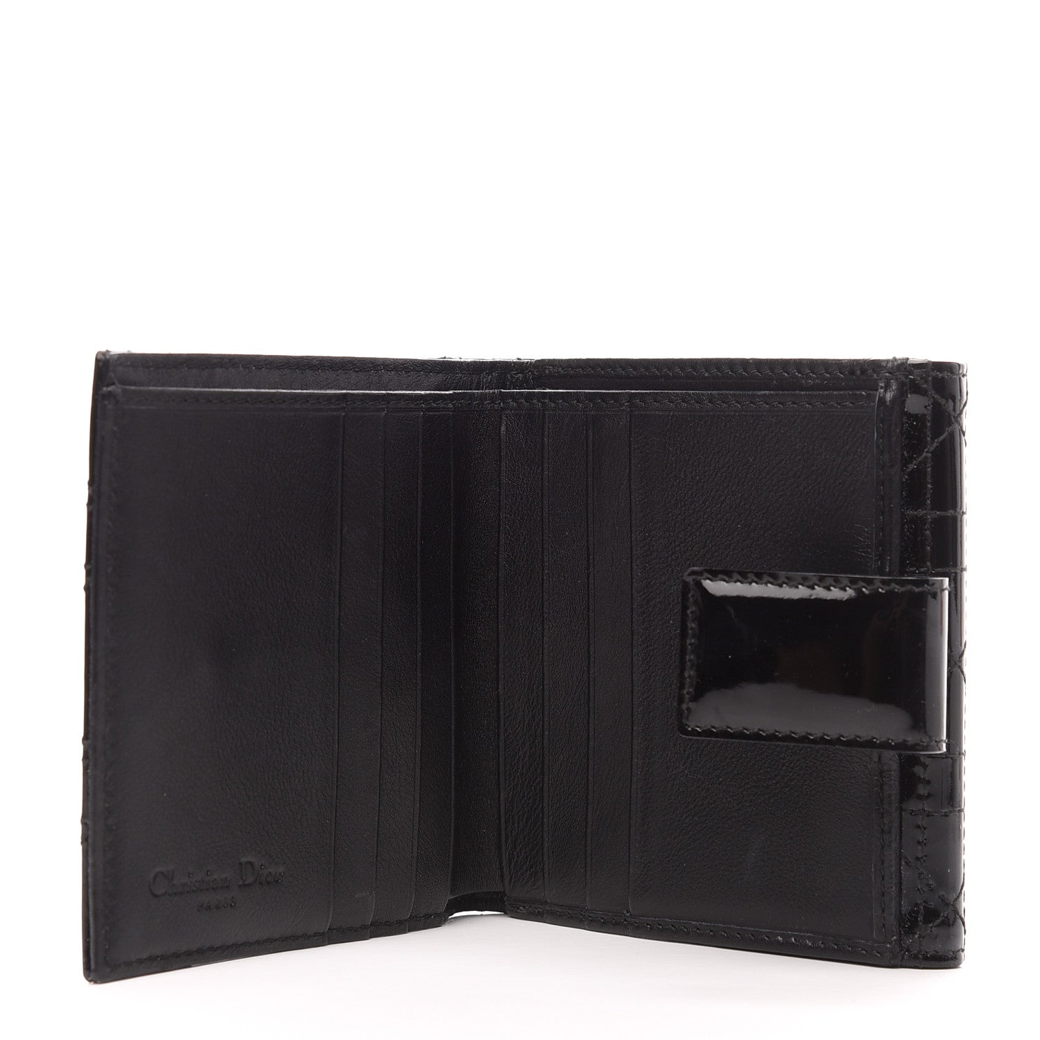 Christian Dior Patent Cannage Lady Dior Compact Wallet Black 6 of 7