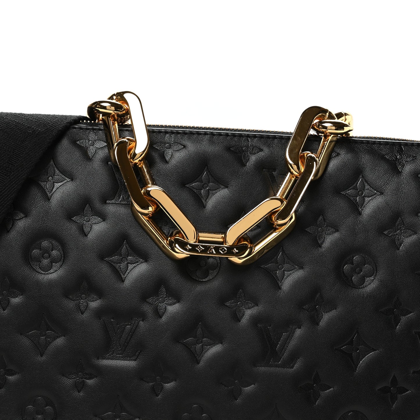 Lambskin Embossed Monogram Coussin MM Black