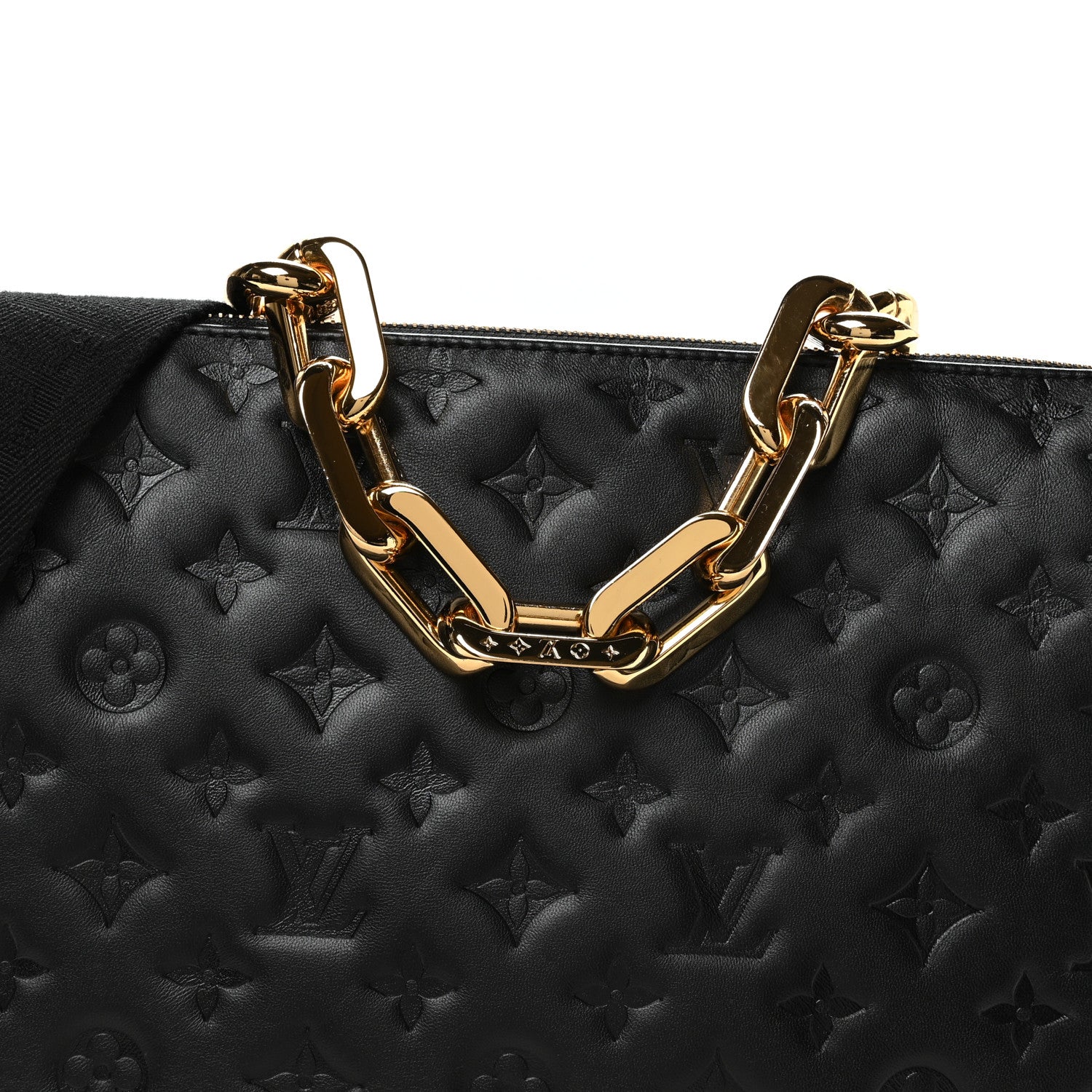 Louis Vuitton Lambskin Embossed Monogram Coussin MM Black 7 of 10