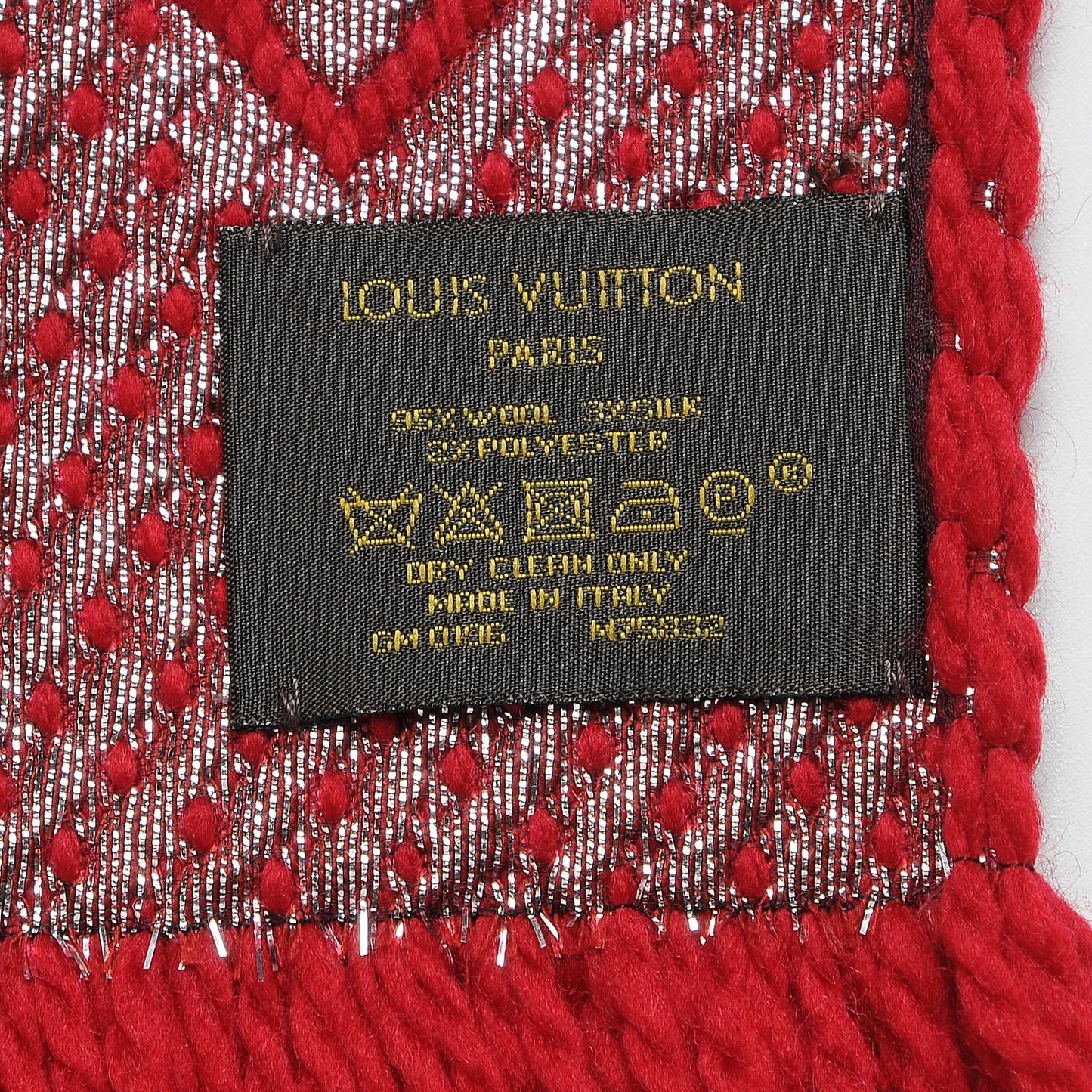 Wool Silk Logomania Shine Scarf Rubis