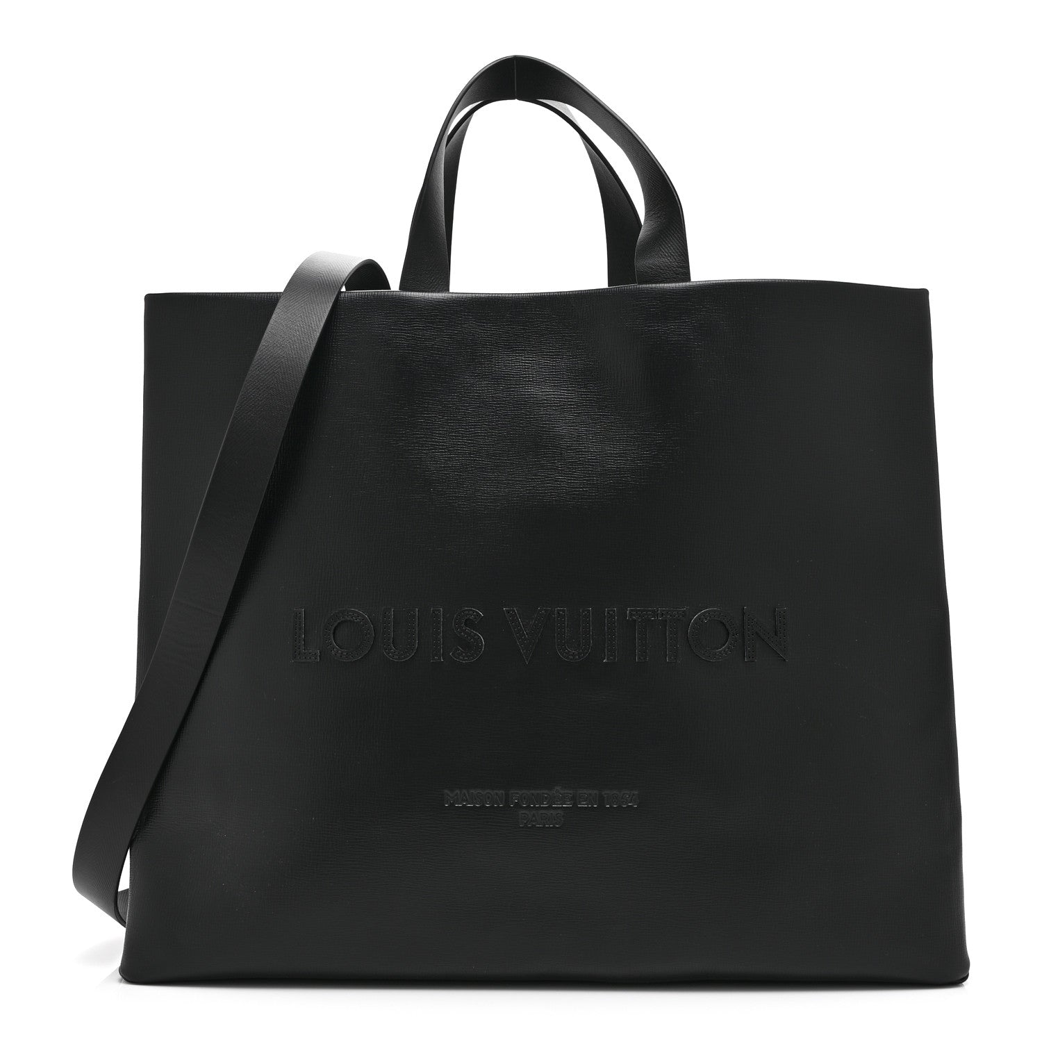 Louis Vuitton Calfskin Shopper Tote MM Black 1 of 10