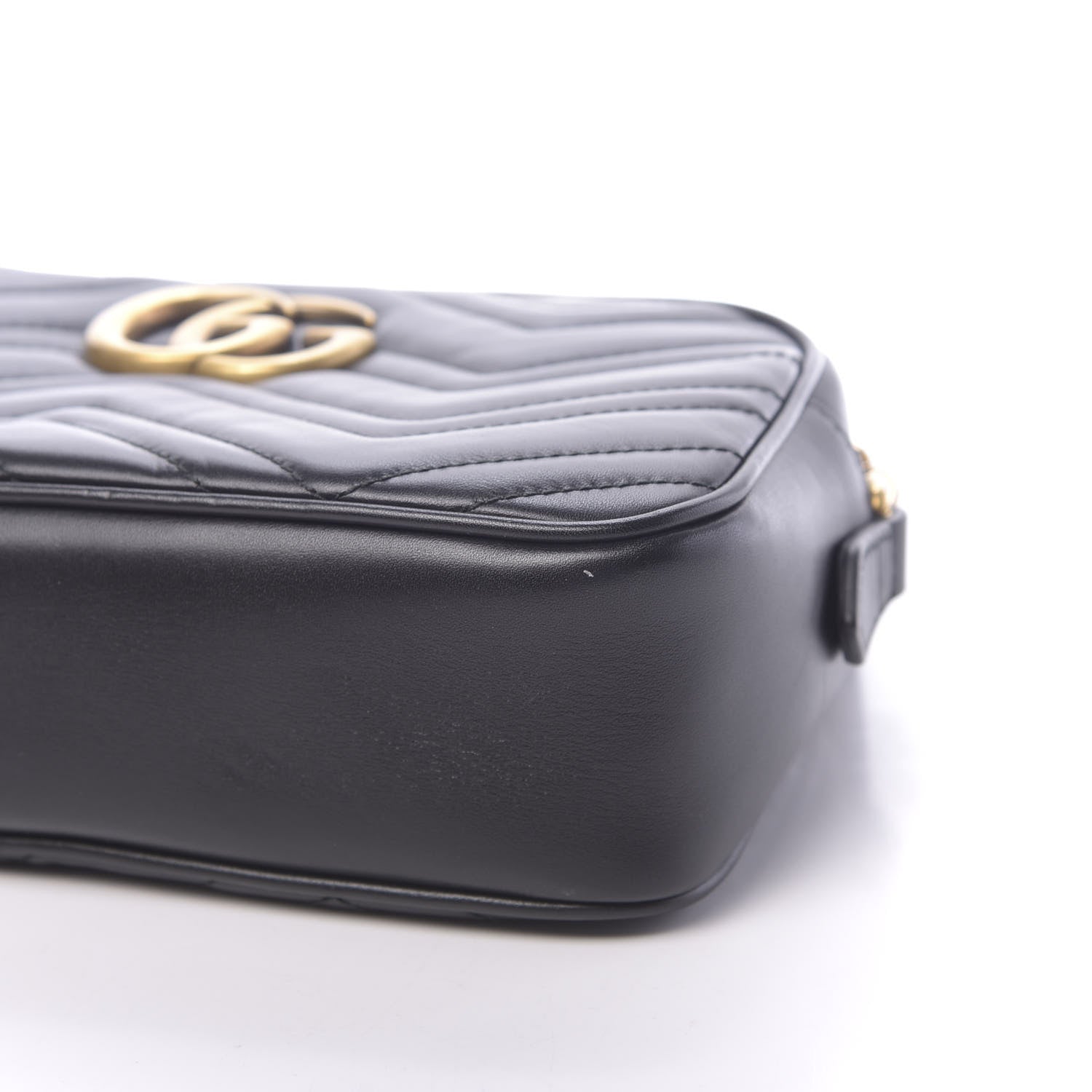 Gucci Calfskin Matelasse Small GG Marmont Chain Shoulder Bag Black 9 of 10