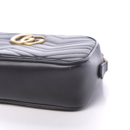 Gucci Calfskin Matelasse Small GG Marmont Chain Shoulder Bag Black 9 of 10