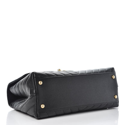 Chanel Caviar Chevron Quilted Small Coco Handle Flap Black 5 of 9