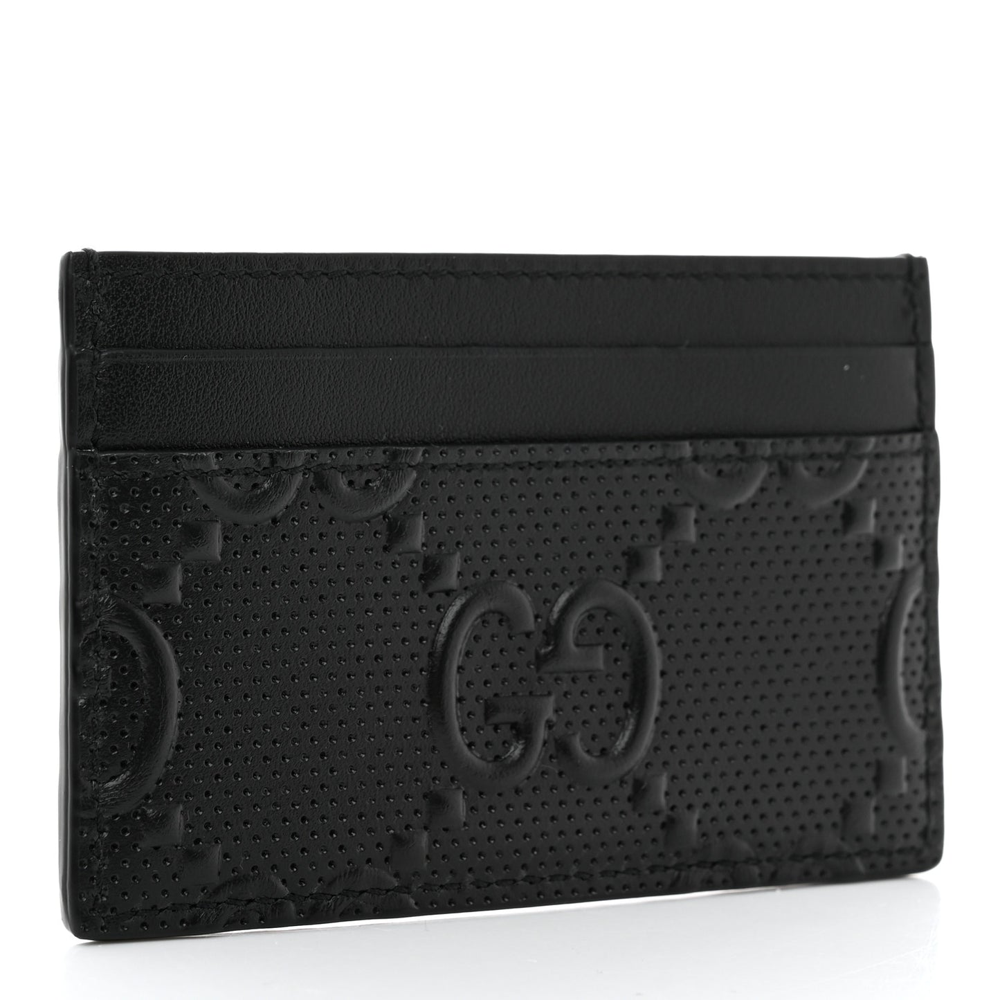 Calfskin GG Tennis Embossed Card Holder Black