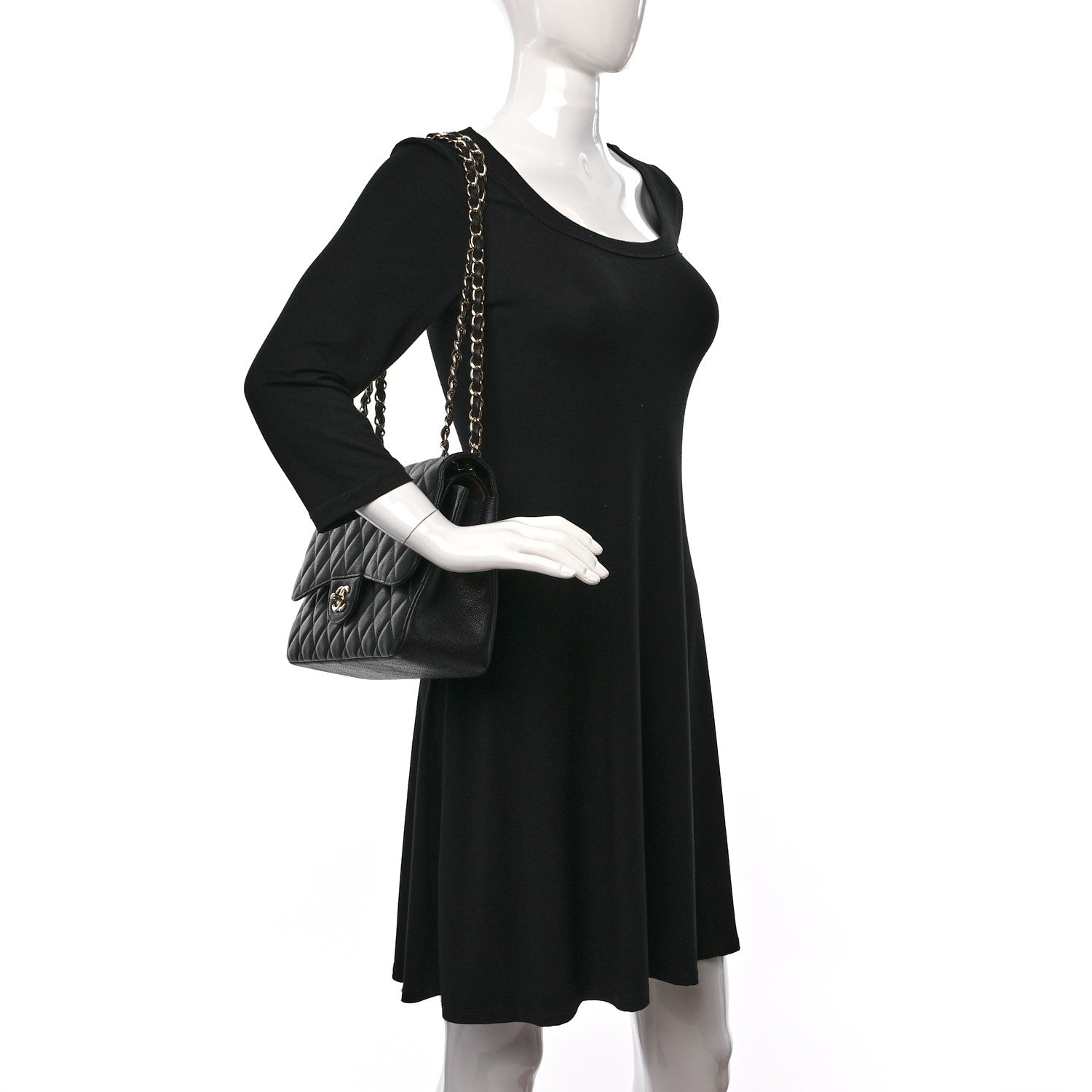 Chanel Caviar Quilted Jumbo Double Flap Black 2 of 9