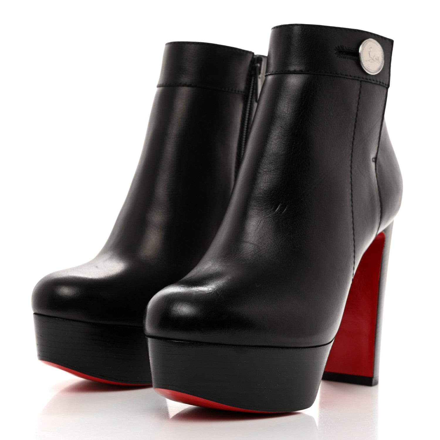Christian Louboutin Calfskin Janis Alta 120 Booties 37.5 Black 3 of 7