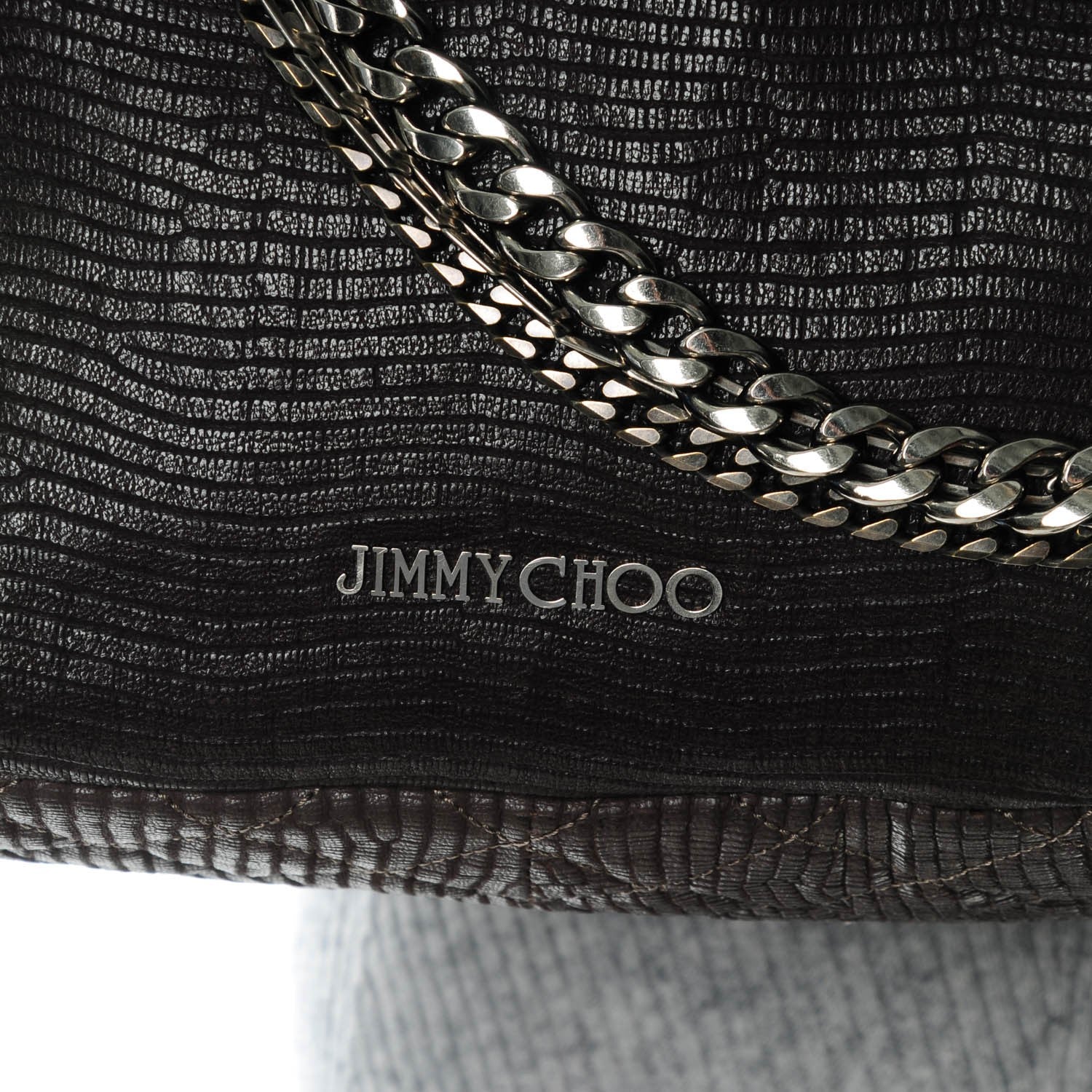 Jimmy Choo Lizard Embossed Large Boho Biker Hobo Brown 5 of 7
