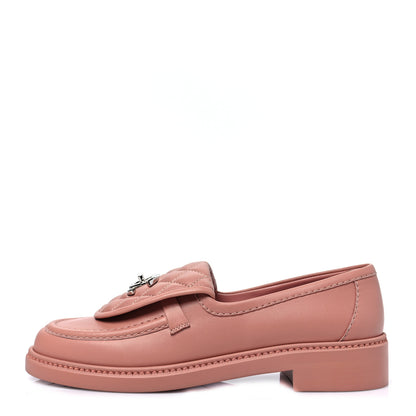Chanel Lambskin Quilted CC Turnlock Loafers 37.5 Dark Pink 1 of 8