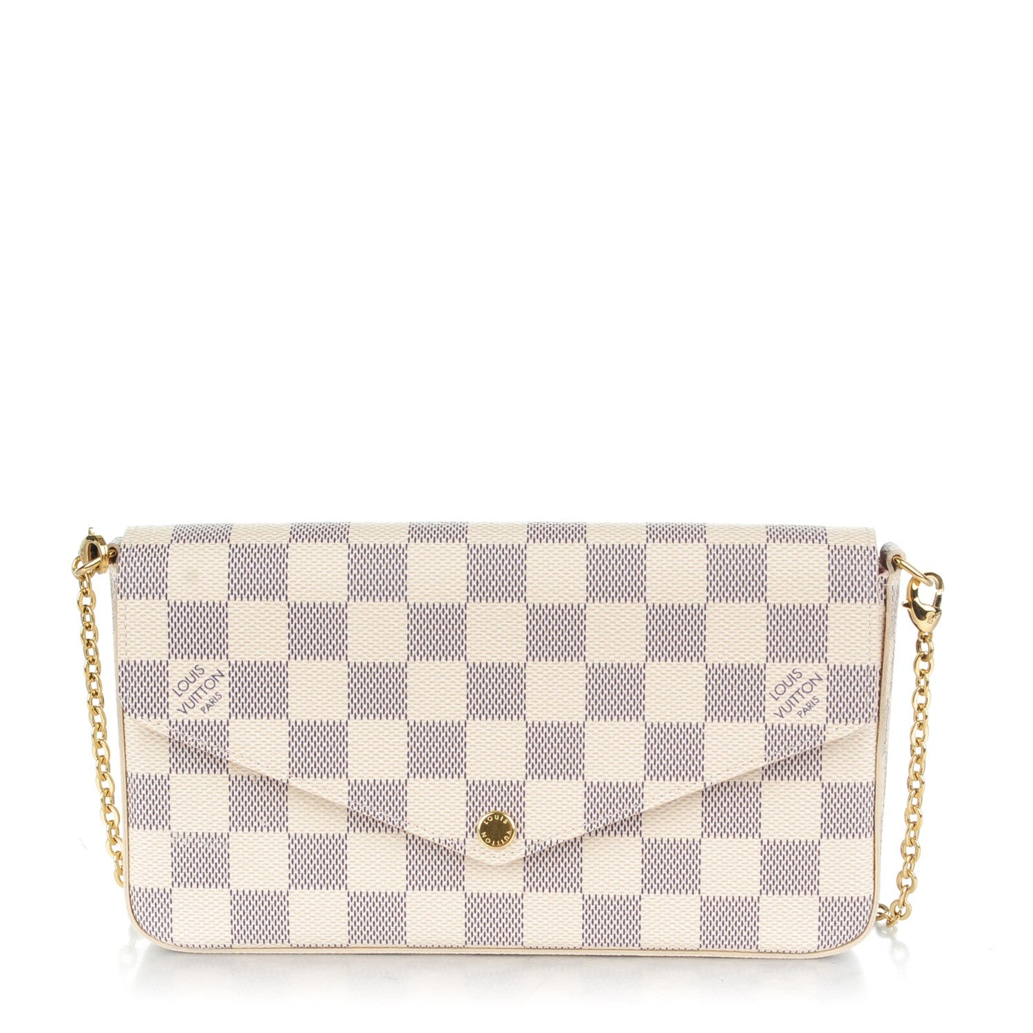 Louis Vuitton Damier Azur Pochette Felicie Chain Wallet Rose Ballerine 1 of 9