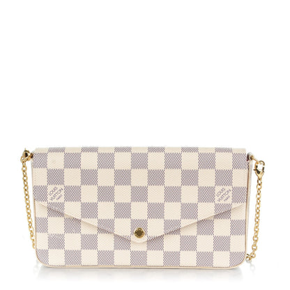 Louis Vuitton Damier Azur Pochette Felicie Chain Wallet Rose Ballerine 1 of 9