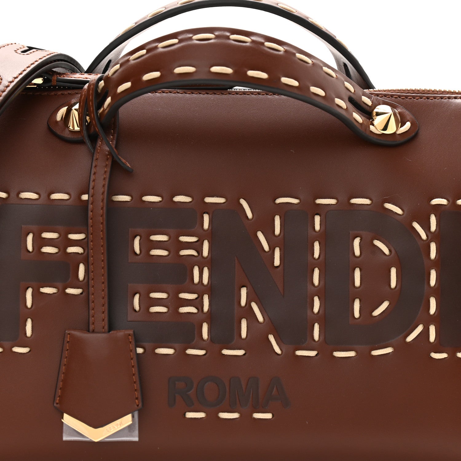 Fendi Vitello King Macro Stitchings Logo Medium By The Way Boston Bag Praline 12 of 12