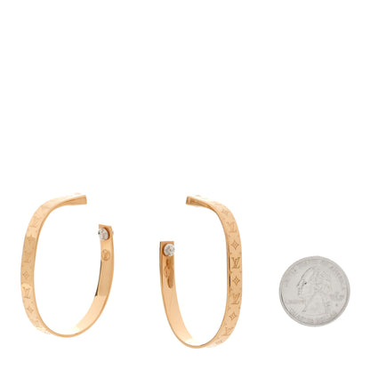 Louis Vuitton Metal Nanogram Hoop Earrings Gold 2 of 7