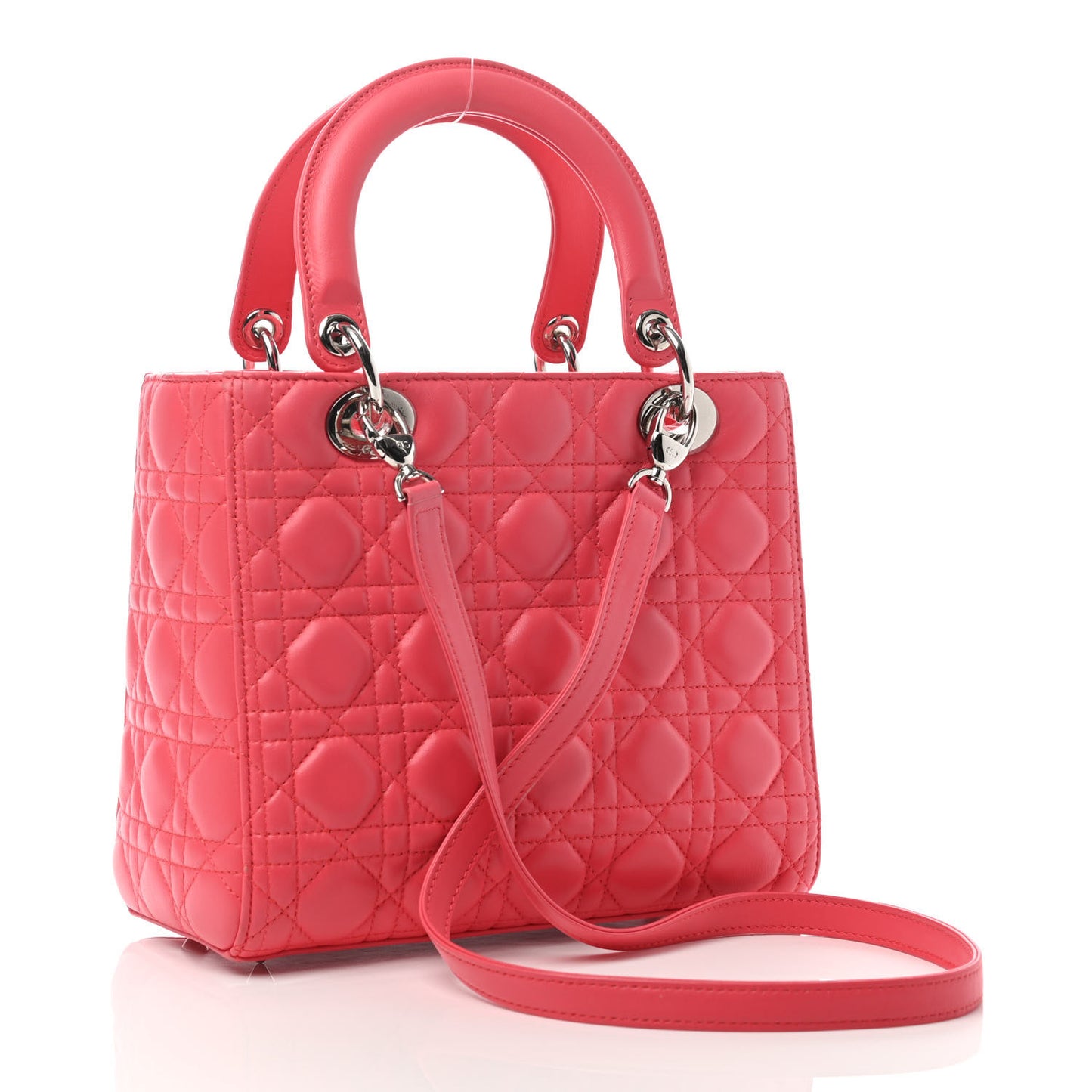 Lambskin Cannage Medium Lady Dior Coral