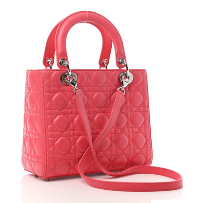 Christian Dior Lambskin Cannage Medium Lady Dior Coral 2 of 5