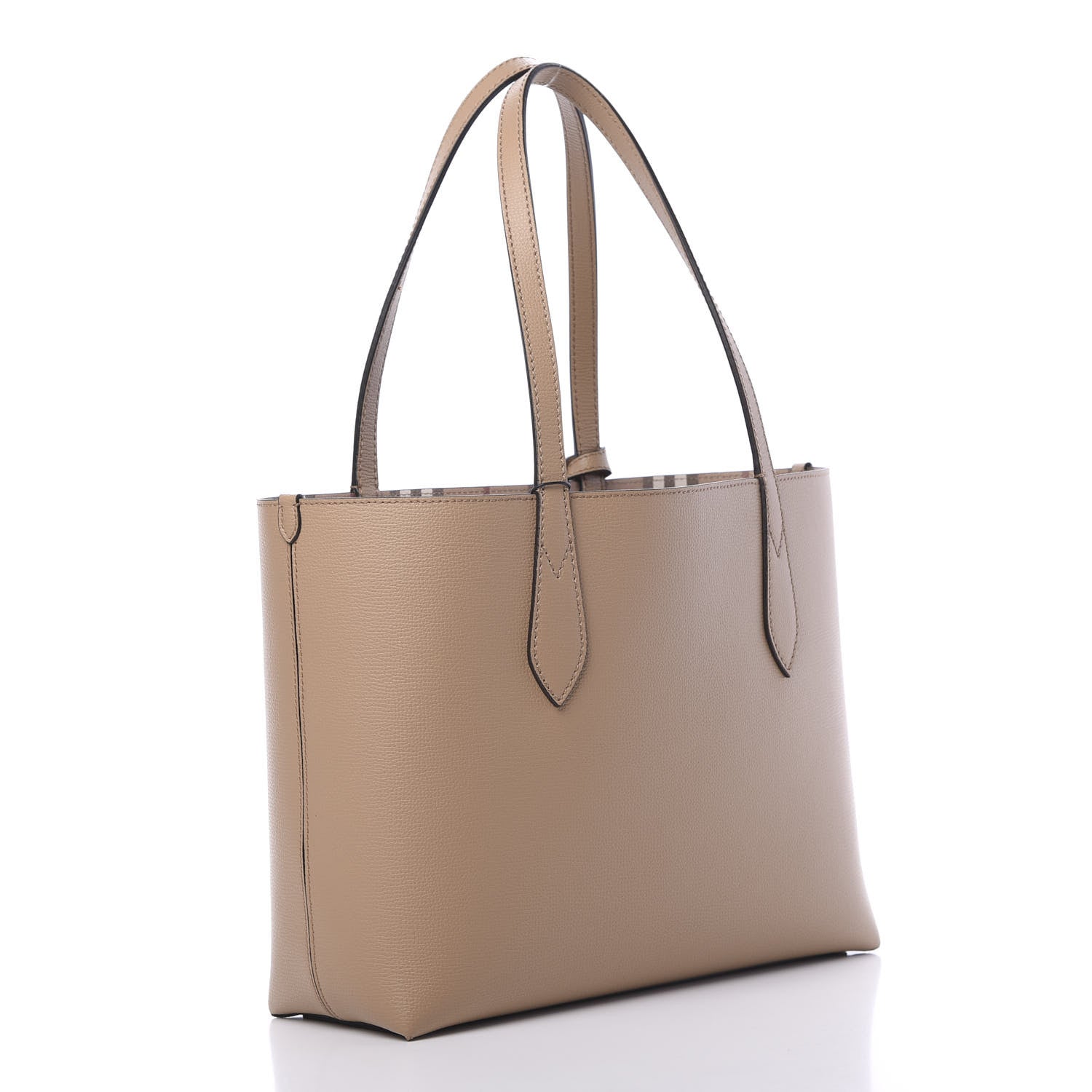 Burberry Haymarket Check Small Reversible Tote Mid Camel 3 of 15