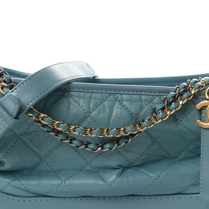 Chanel Aged Calfskin Quilted Medium Gabrielle Hobo Light Blue 7 of 9