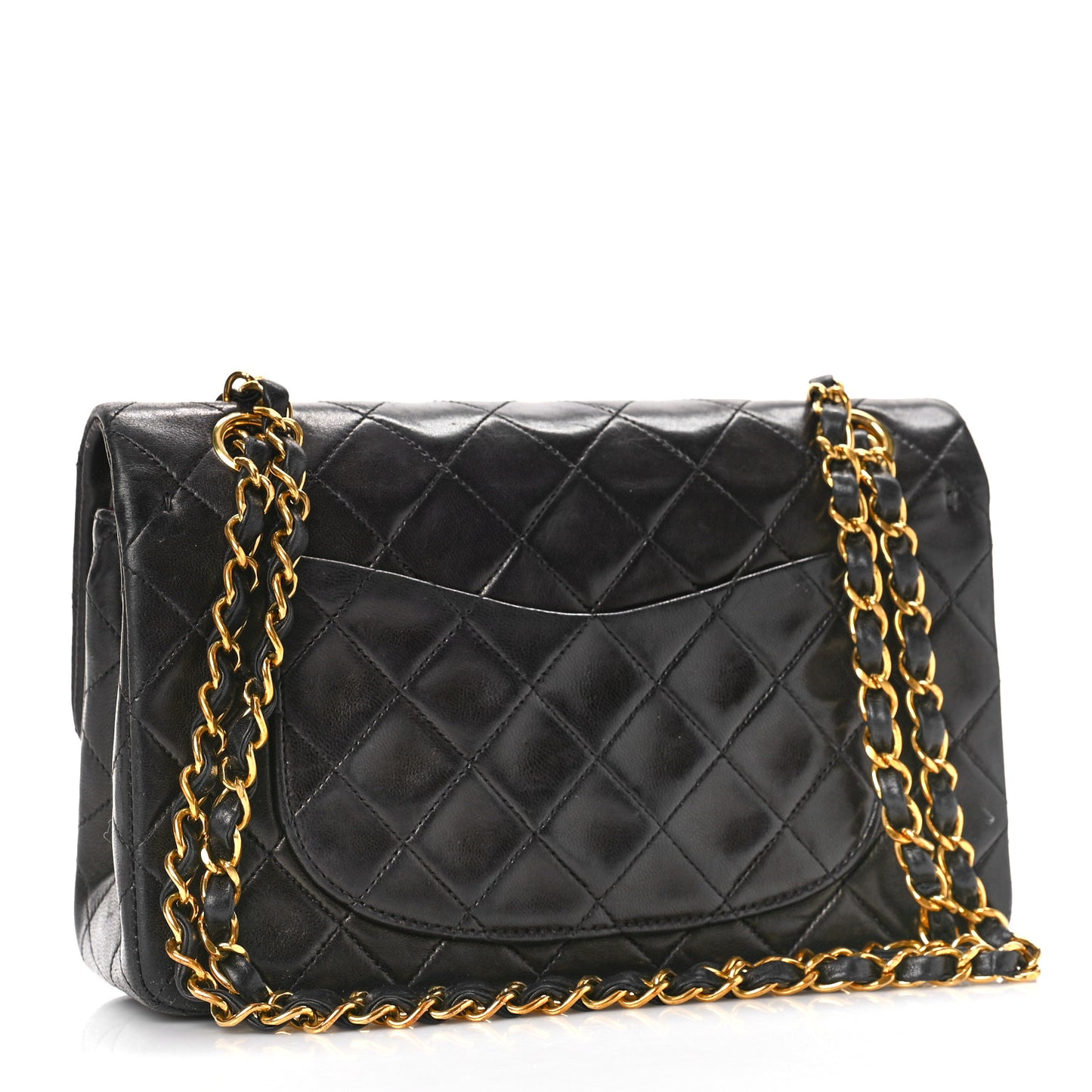 Lambskin Quilted Small Double Flap Black