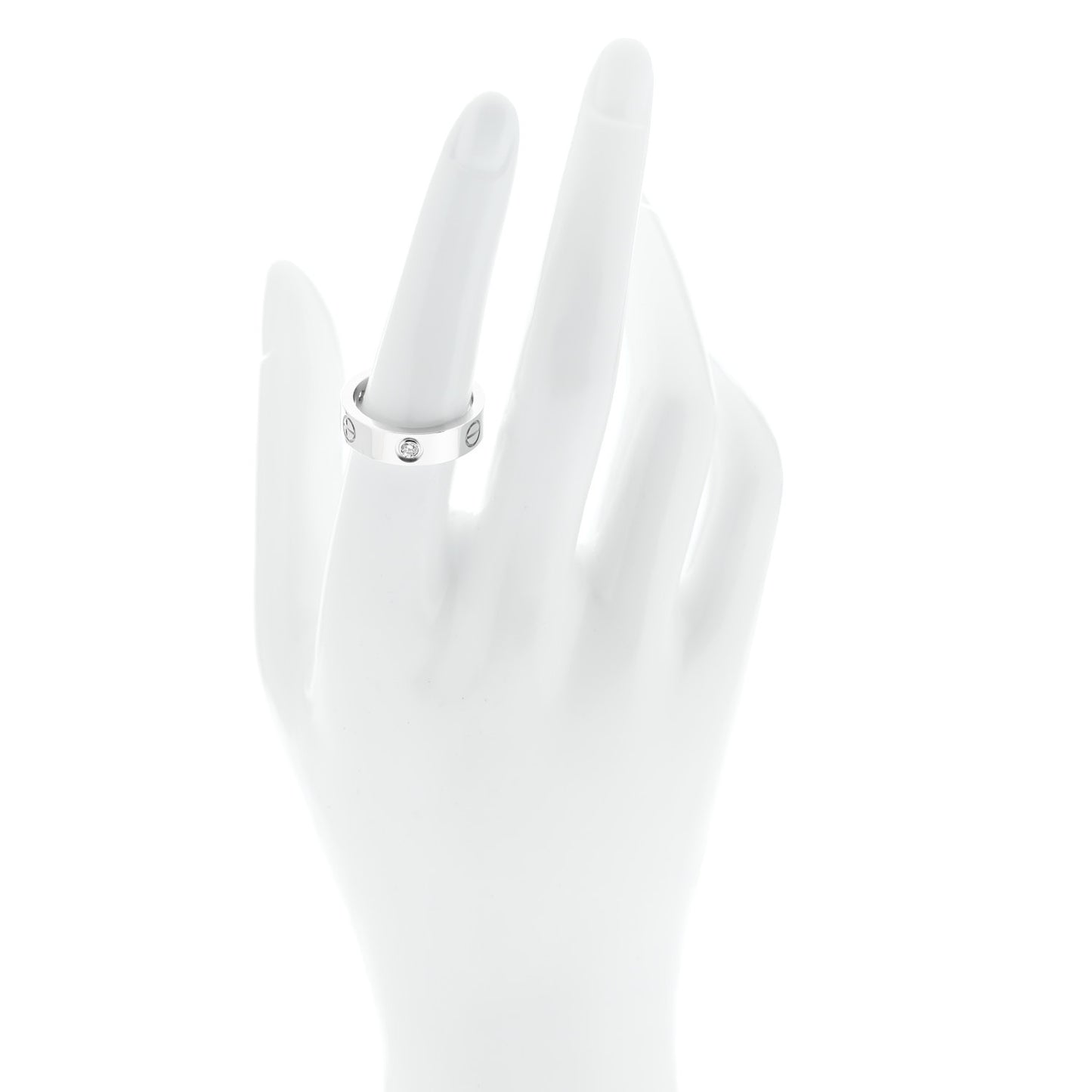 18K White Gold 3 Diamond 5.5mm LOVE Ring 55 7.25