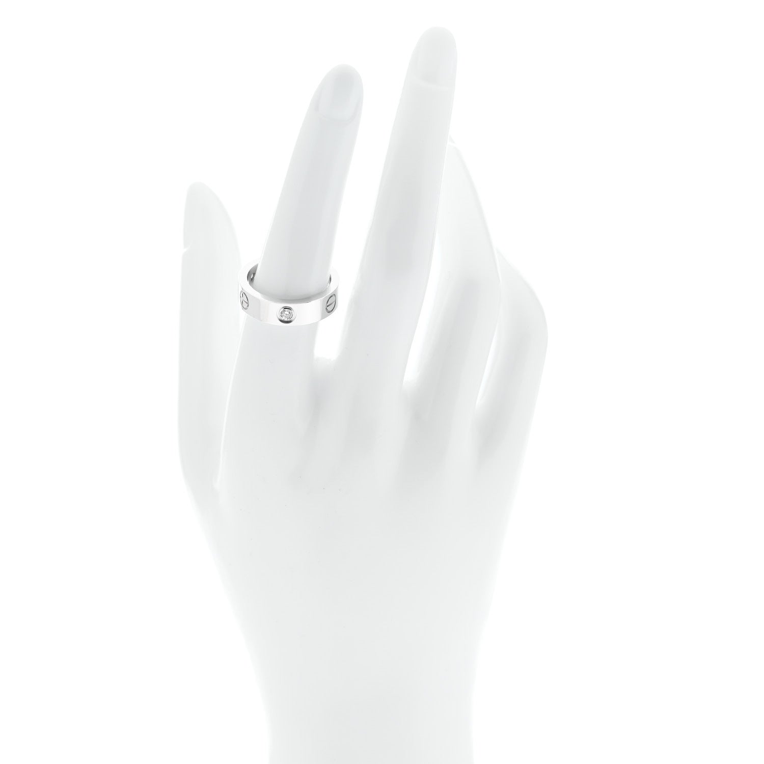 Cartier 18K White Gold 3 Diamond 5.5mm LOVE Ring 55 7.25 2 of 4