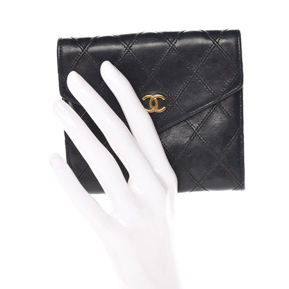 Chanel Lambskin Stitched Compact French Wallet Black 2 of 10