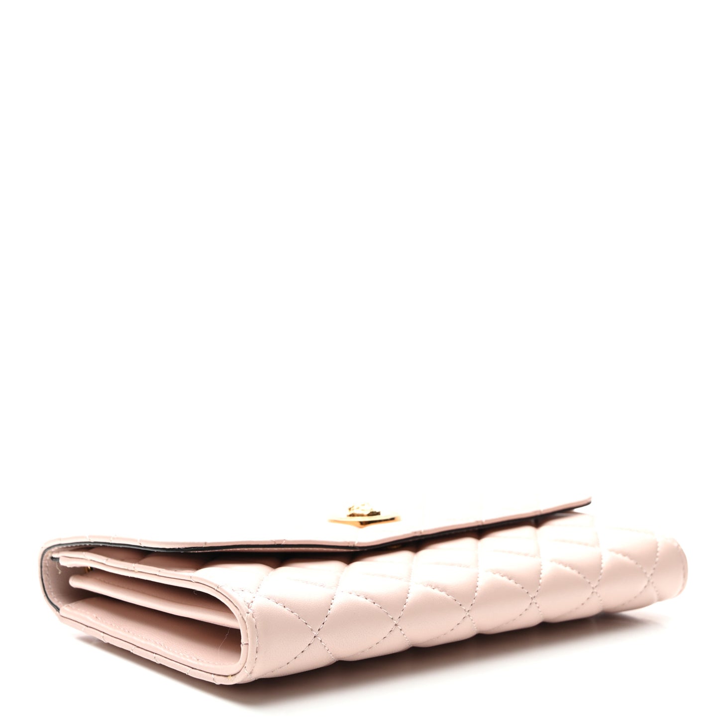 Lambskin Quilted Medusa Wallet on Chain Crossbody Light Pink