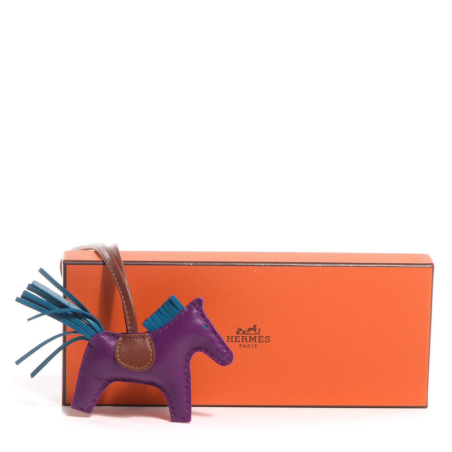 Milo Lambskin Grigri Rodeo Horse Bag Charm PM Anemone Bleu Izmir Fauve
