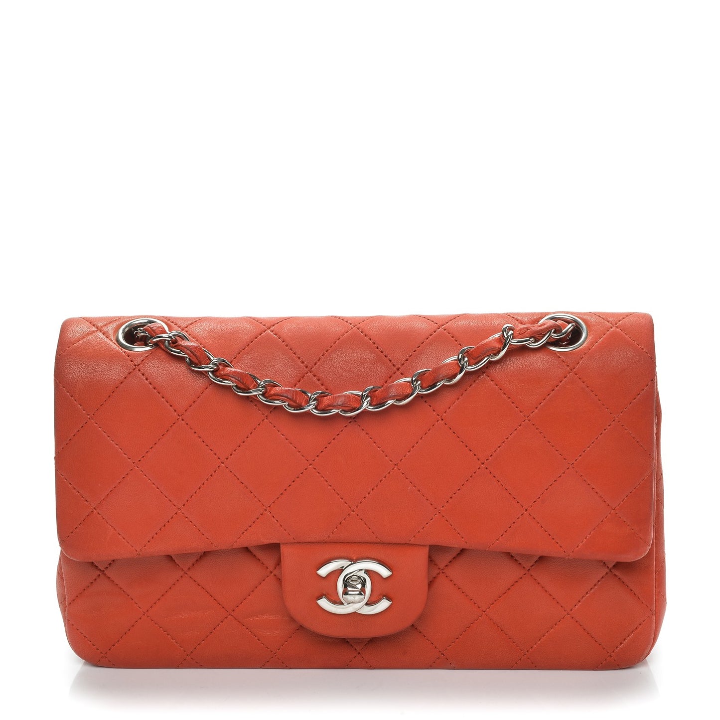 Lambskin Quilted Small Double Flap Red