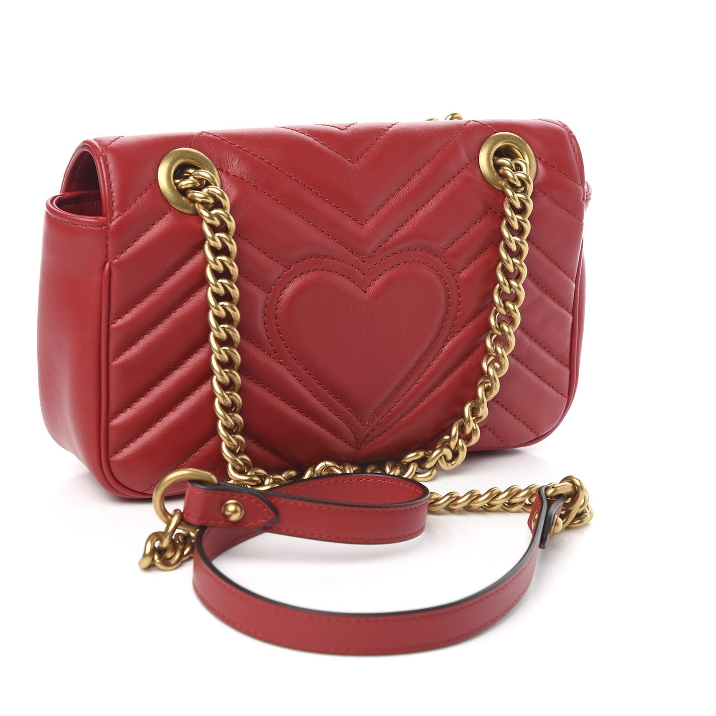 Calfskin Matelasse Mini GG Marmont Shoulder Bag Hibiscus Red