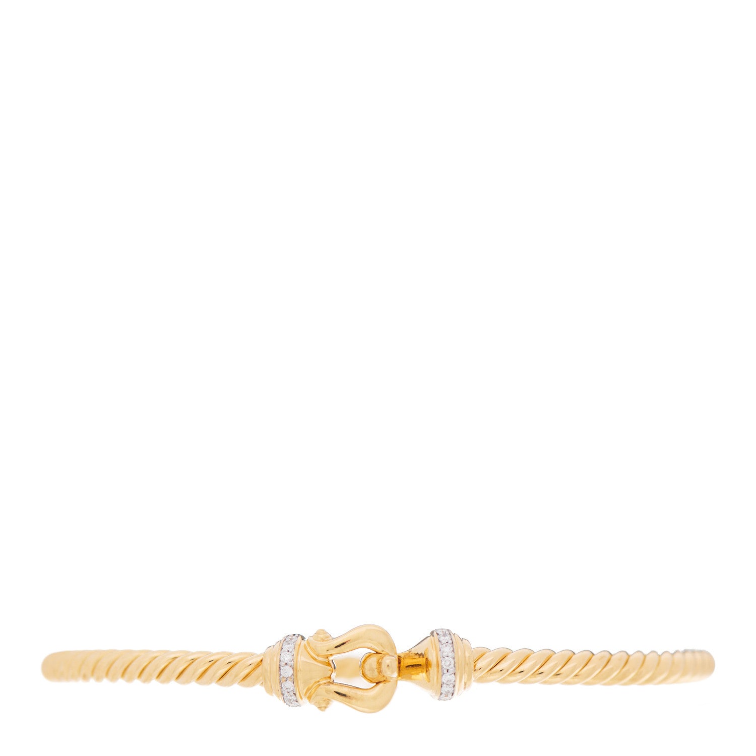 David Yurman 18K Yellow Gold Diamond 3.5mm Cable Buckle Bracelet 1 of 3
