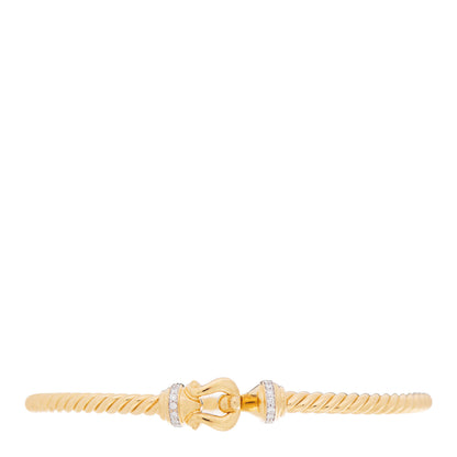 David Yurman 18K Yellow Gold Diamond 3.5mm Cable Buckle Bracelet 1 of 3